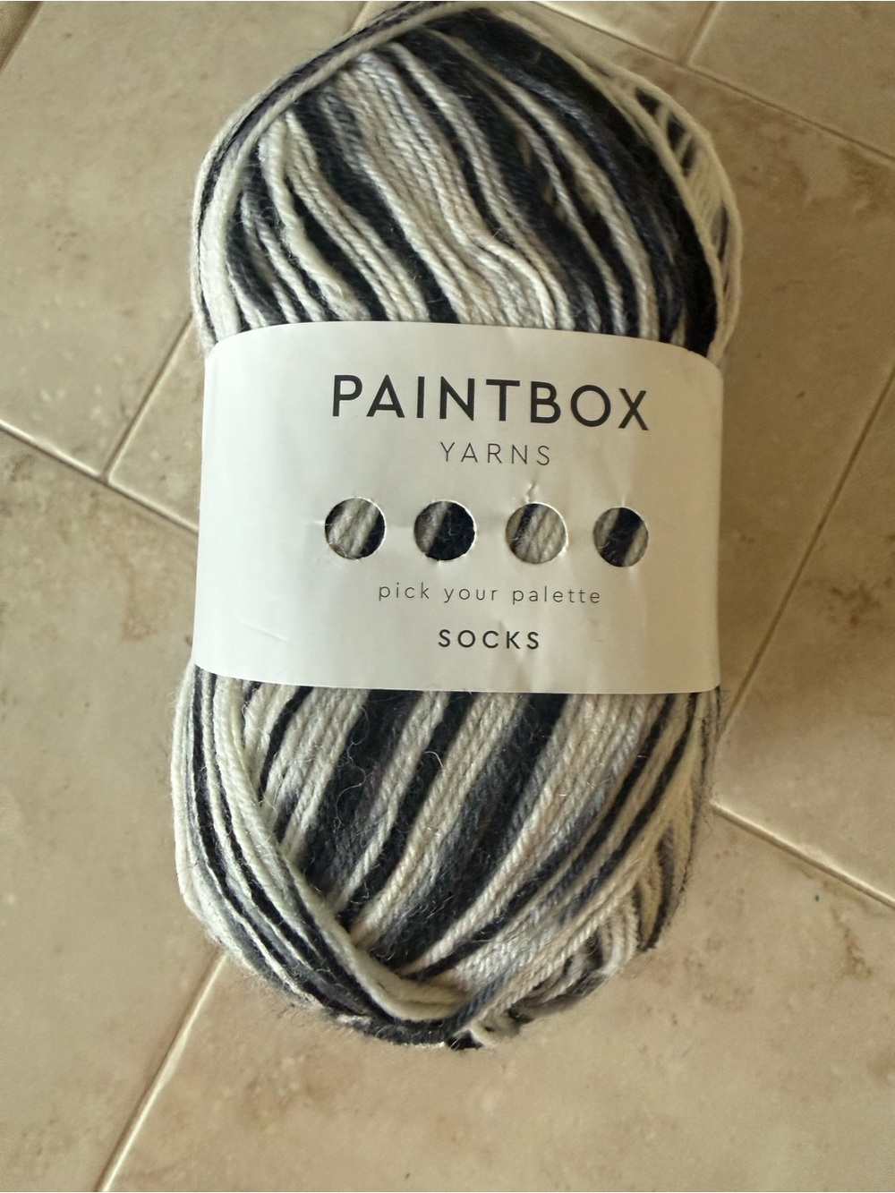 Paintbox Sock Yarn - Black & White Colorway - 1 Skein Zebra Classic